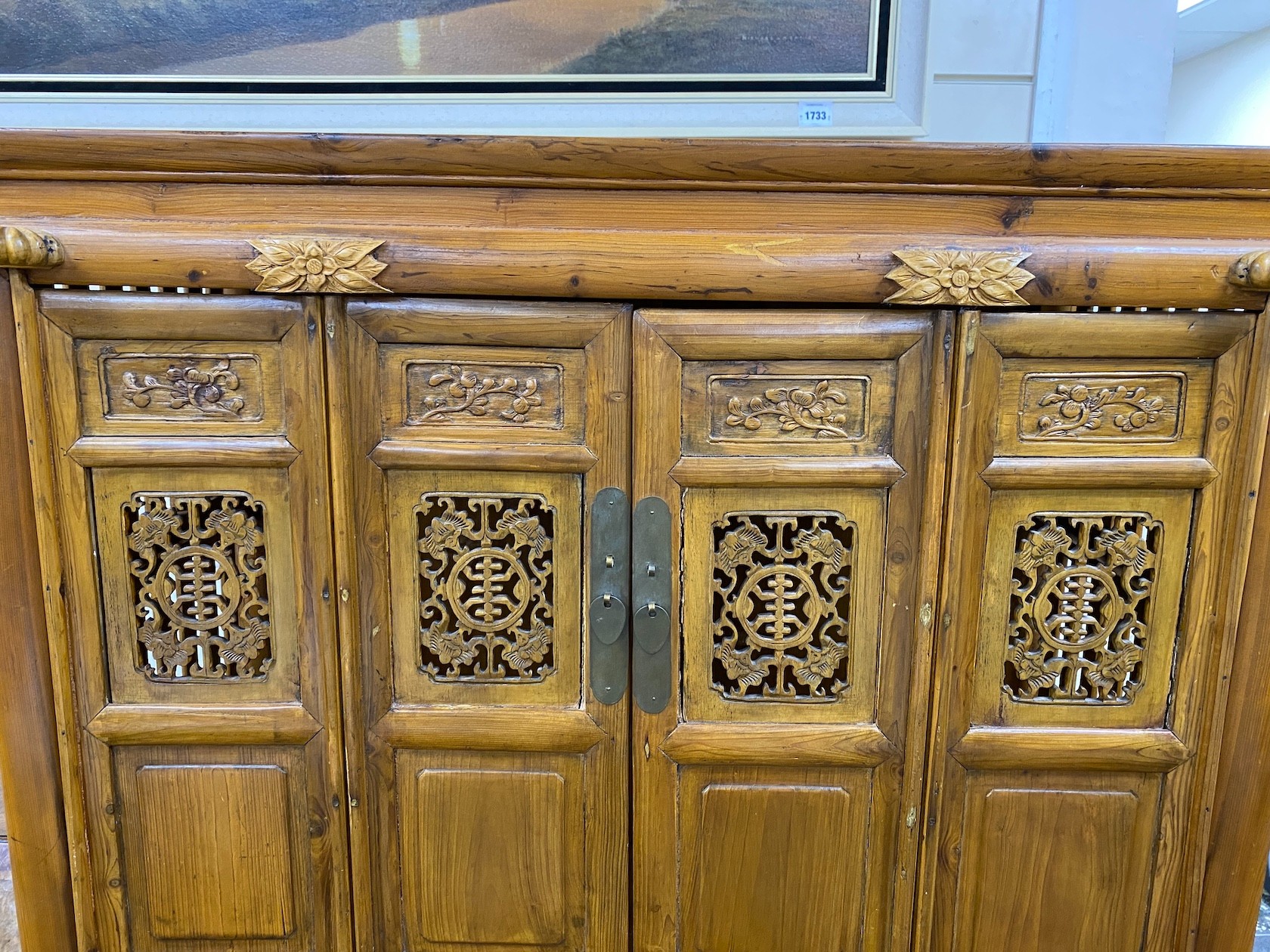 A 19th-century Chinese cypress wood side cabinet, width 106cm, depth 51cm, height 177cm